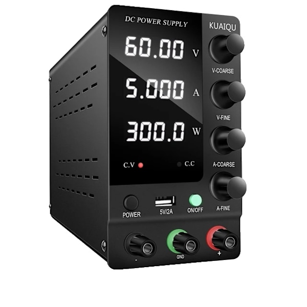 Laboratorie Strömförsörjning, 0-30/60V 5A/10A, LED-display, Effektiv Värmeavledning AN-SPS-C605 Black AN-SPS-C605 Black