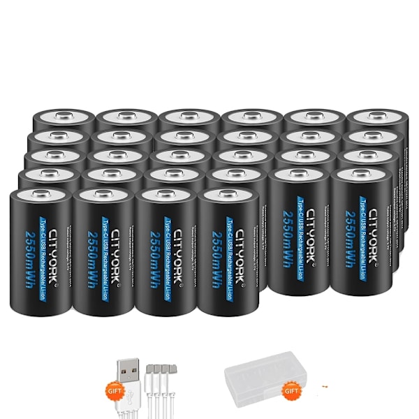 Uppladdningsbart 3,7V CR123A-batteri, kapacitet på 2550mWh, USB Type-C-laddning,28 stycken 28pcs 28PCS