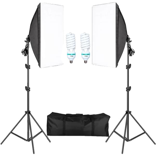 Softbox-belysningskit, reflektiva material, mångsidiga strömalternativ, 135W glödlampor