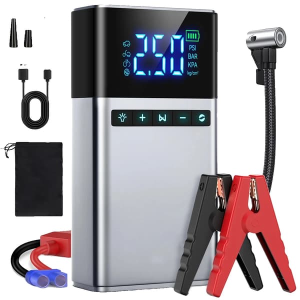 Bil Jump Starter, 150PSI Luftkompressor, Bærbar Power Bank, 7500A