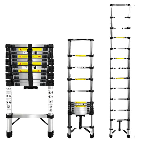 Teleskopstege, Rostfritt Stål, Fällbar Design, 3.8m Ingen krok