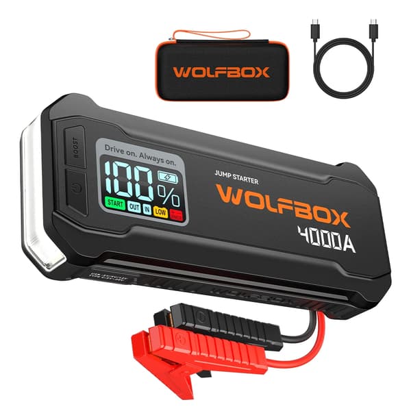 Startkablar, 4000A Spänningspuls, 24000mAh Batteri, 4000A