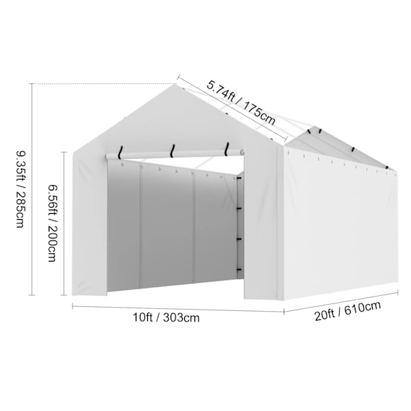 Carport Overdækning, Holdbar og Vejrresistent, Nem Installation,10-20ft hvid 10-20ft white 10-20ft white