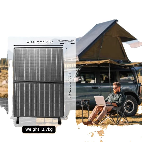 Bärbar Solpanel, Fällbar Design, Flera Strömalternativ,100w Fällbar Solpanel