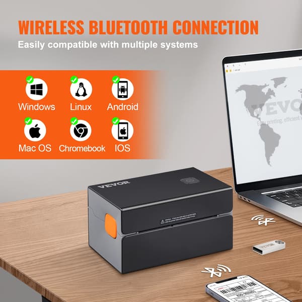 Termisk etikettskrivare, portabel, Bluetooth-anslutning