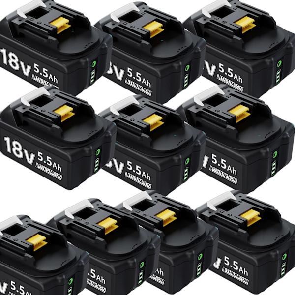 18V Li-ion batteri til Makita værktøj, 5,5Ah kapacitet, LED-indikator,10 stk 10 PCS 10 pcs