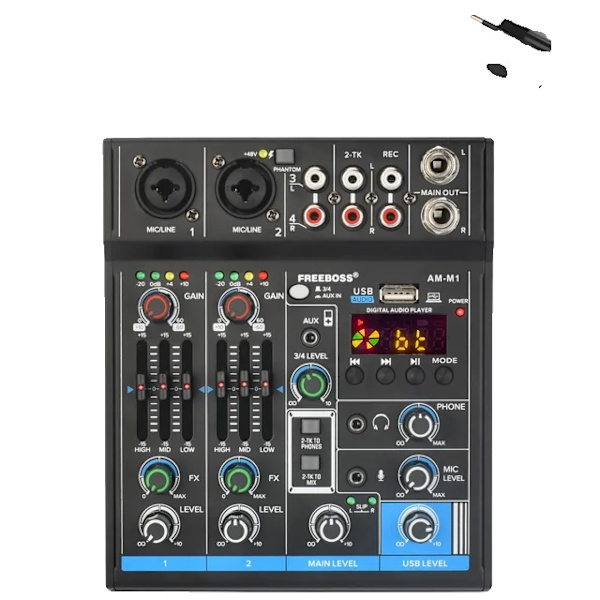 Mikserpult, 48V Phantom Power, Bluetooth-forbindelse