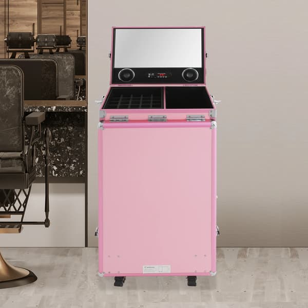 Makeupväska Trolley, Fällbar Design, Gott om Förvaring, Rosa