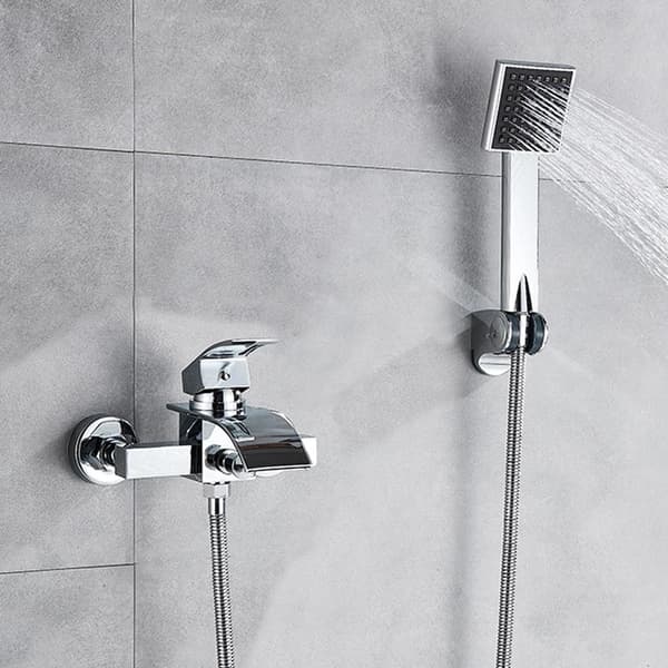 Väggmonterad Badkar Kran, Elektropläterad Yta, Vattenfall Pipa,:Chrome Chrome A Chrome A