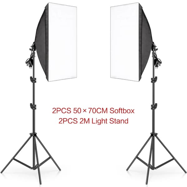 Fotografi Softbox Belysningskit, 50 x 70CM Softbox, 2M Ljusstativ, Inga glödlampor Inga påse