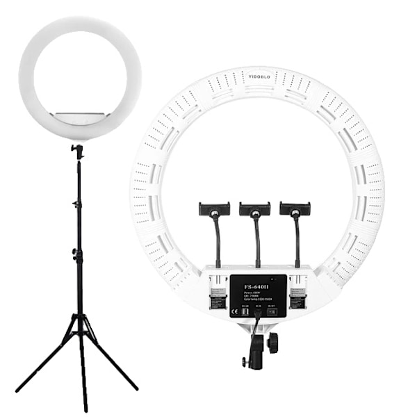 Ringlampa, tvåfärgad, justerbart stativ, Vit