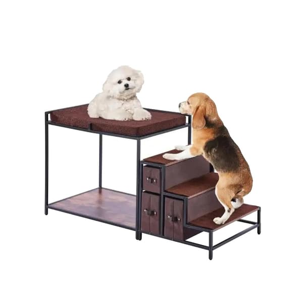 Pet Bunk Bed, Multi-niveau Design, Aftagelige Madrasser, Robust Konstruktion