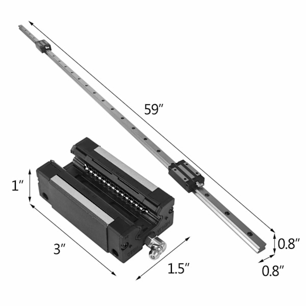 Lineær Skinne Guideway Kit, 59-Tommer Aksler med Lejeblokke, Stål Materiale,HGH20-1500MM HGH20-1500MM HGH20-1500MM