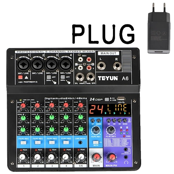 Audio Mixer, Bluetooth-forbindelse, 24 DSP-effekter, A6-EU