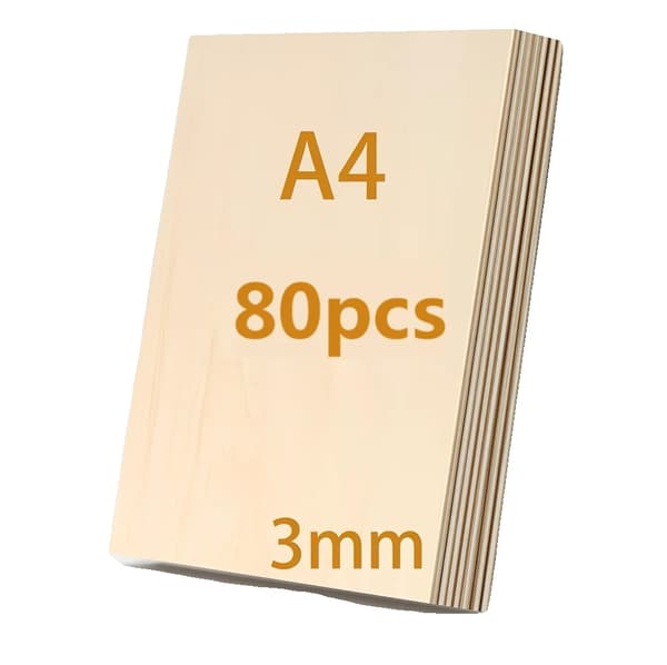 Lindetræplader, Kompatible med Laserskæring, Ideelle til Håndværk, 80stk, 3mm-b, 297x210mm-b