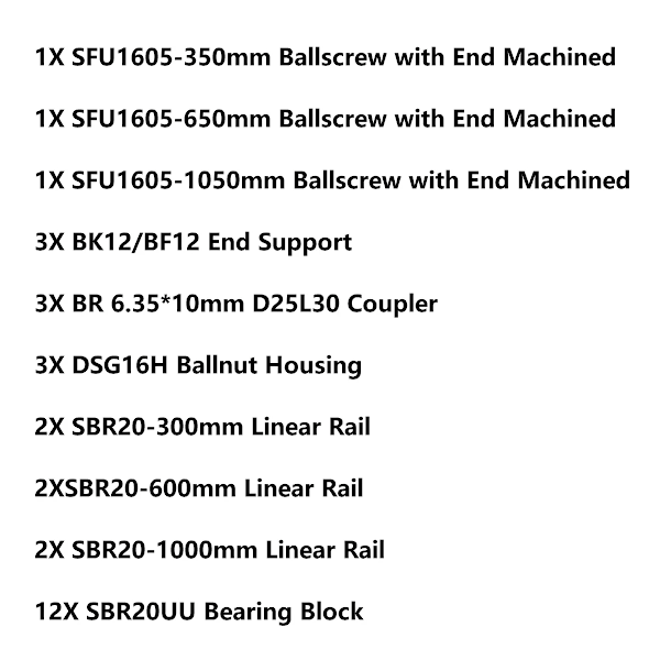 CNC Lineær Guide Kit, Flere Længde Lineære Skinner, SFU1605 Kugleskruer,SFU1605 350 650 1050 SFU1605 350 650 1050 SFU1605 350 650 1050