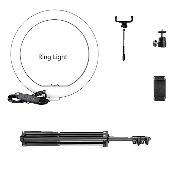 LED-ringlampa, 10-tums diameter, justerbart stativ, 150cm stativ 150cm tripod