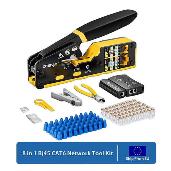 RJ45 Crimp Værktøjsæt, Kabeltester, Ledningsskærer