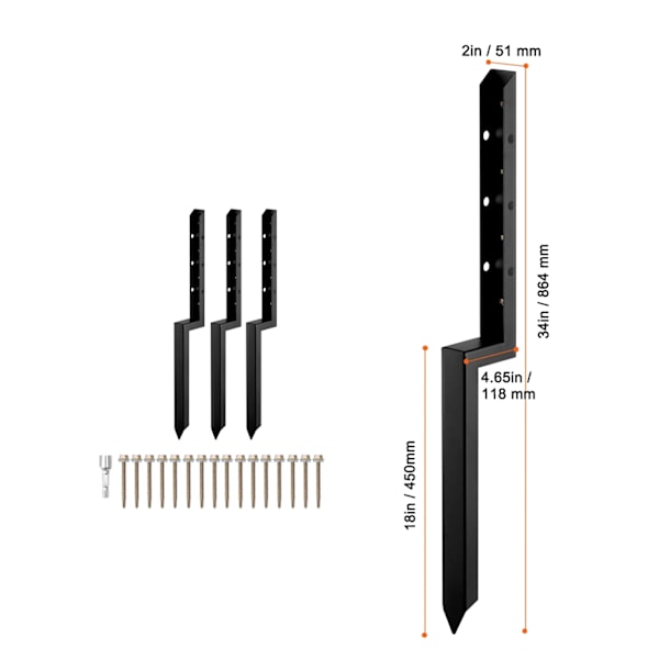 Hegspælanker, Holdbar Stålkonstruktion, Nem Installation,4 stk. 34 tommer 4pcs  34in 4pcs  34in