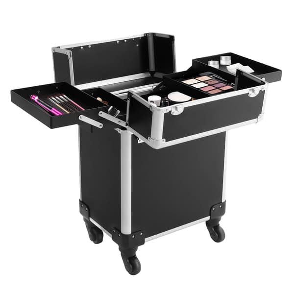 Makeup Rejsetaske, Rullendes Design, Rummelig Opbevaring, sort