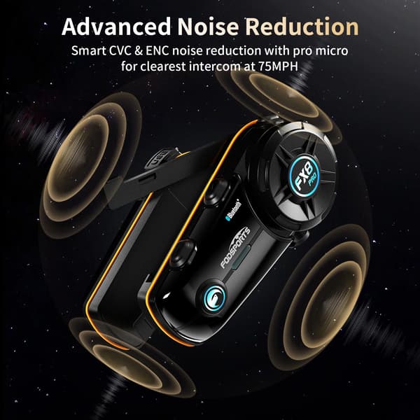 Motorcykel Bluetooth Intercom Headset, 8 Rytter Forbindelse, 2000M Intercom Rækkevidde, FM Radio Funktionalitet, Dual Bluetooth Chip, 900mA Batteri
