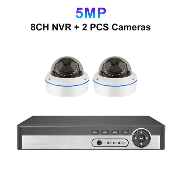 Dome säkerhetskamerasystem, 5MP upplösning, 8-kanals videoingång