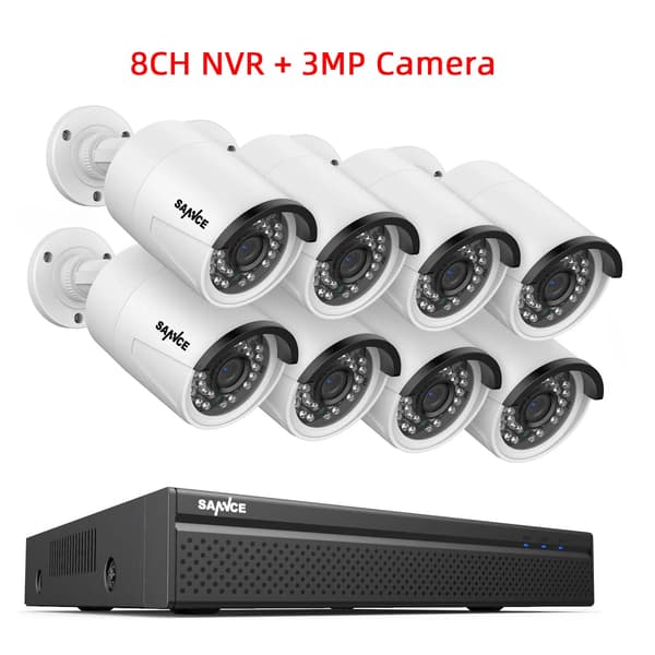 CCTV Sikkerhedssystem, 5MP Opløsning, Nattesyn op til 100ft, 8PCS 3MP, Ingen-b