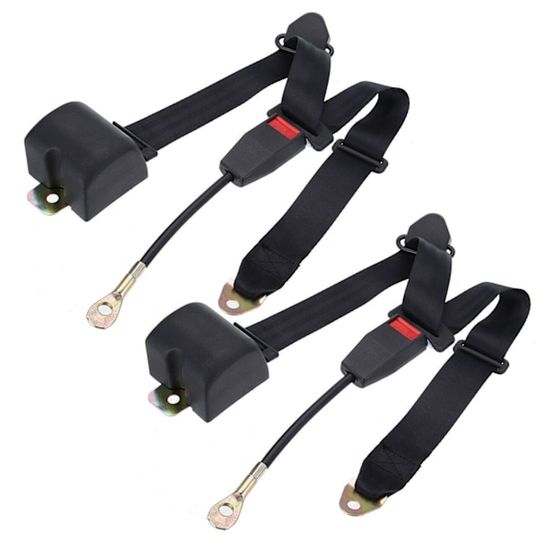 Universellt 3-punktsbälte, Justerbar längd, Robust ABS-konstruktion, Snabbspänne, 2-pack