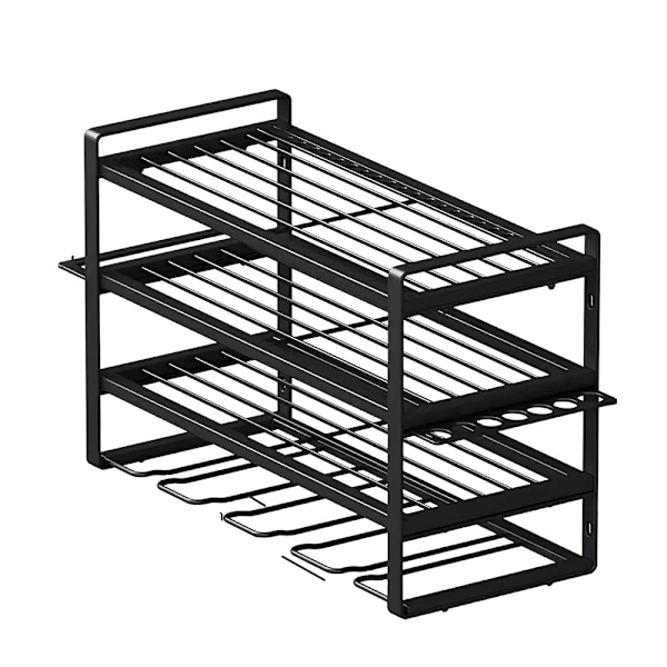Power Tool Rack, Multi-Layer Storage, Vægmonteret Organizer, sort