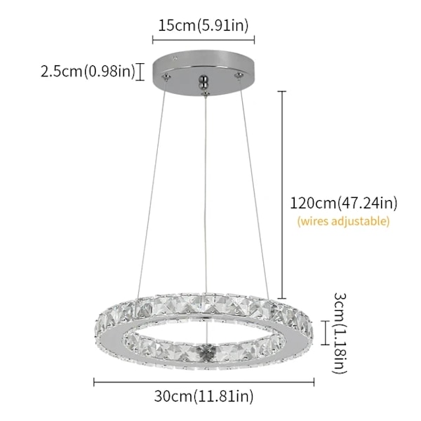 Hængelampe, Krystallringe Design, Dæmpbar LED Teknologi, 1 ring, Kølig Hvid 1 ring