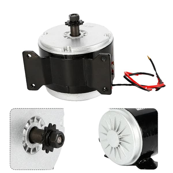 Elektrisk børstmotor, 250W effekt, DC24V, sort
