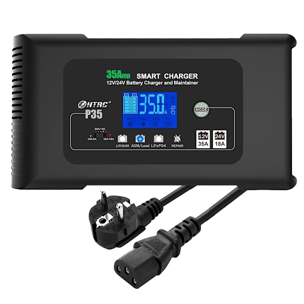 Smart bilbatterioplader, 35A 12V/18A 24V, Intelligent Hurtigopladning,EU-stik EU-PLUG EU-Plug