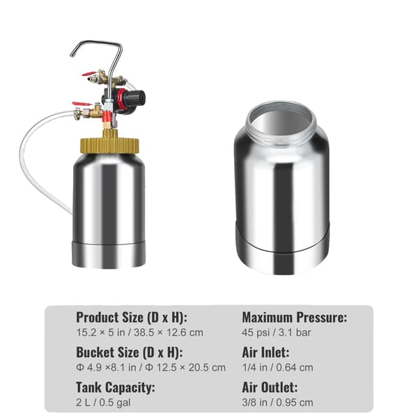 Spraymalingstrykbeholder, Justerbart Tryk, Letvægtsdesign, 2L 0.5gal