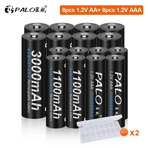 Uppladdningsbara Batterier, 3000mAh Kapacitet, Snabbladdning, 8AA 8AAA