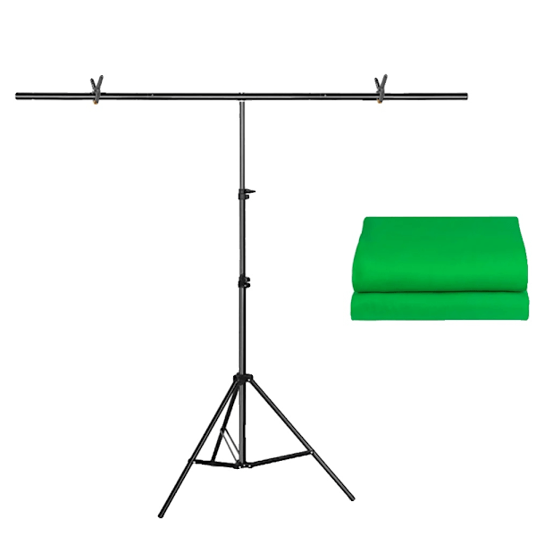 Justerbar T-formad Fotobakgrundsställning, 2x2m/2.6m Aluminiumlegering, Inkluderar Grön Bakgrund,200X260cm, Grönt Kit Green Kit 200X260cm