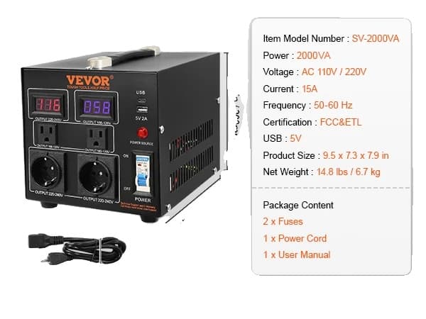 Robust spændingsomformer transformer, 2000VA