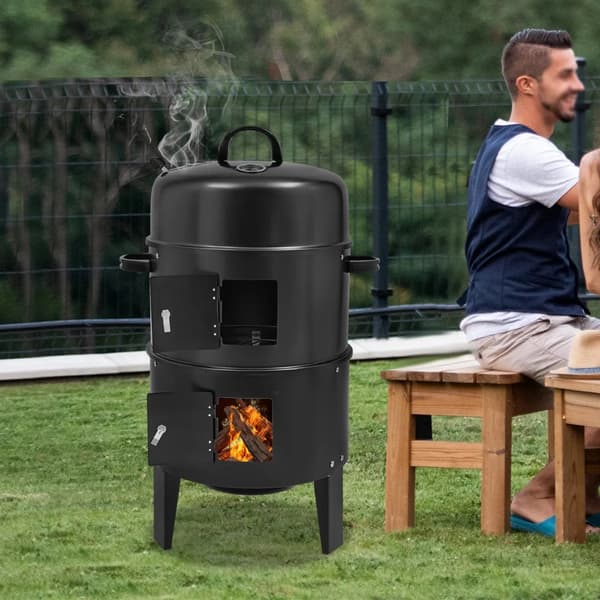 BBQ Grill, 3-i-1 Matlagningsfunktionalitet, Stor Kapacitet, svart