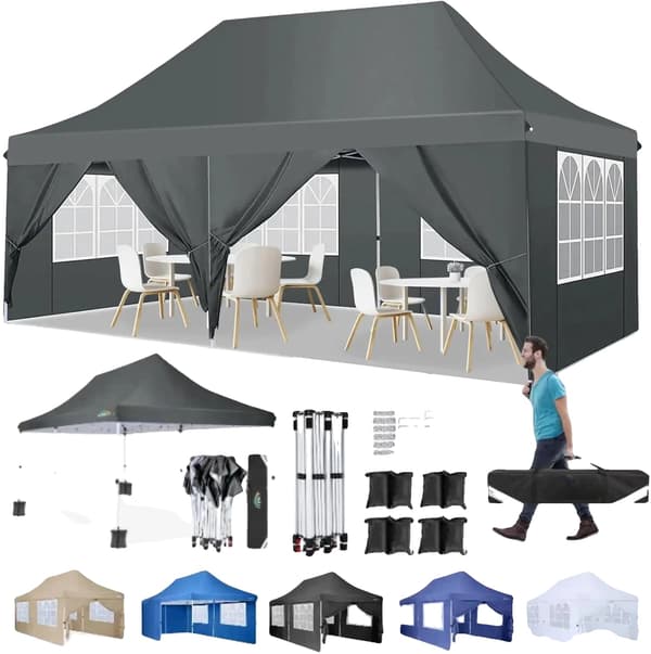 Gazebo, Vesitiivis Kangas, Korkeussäädettävä, Harmaa