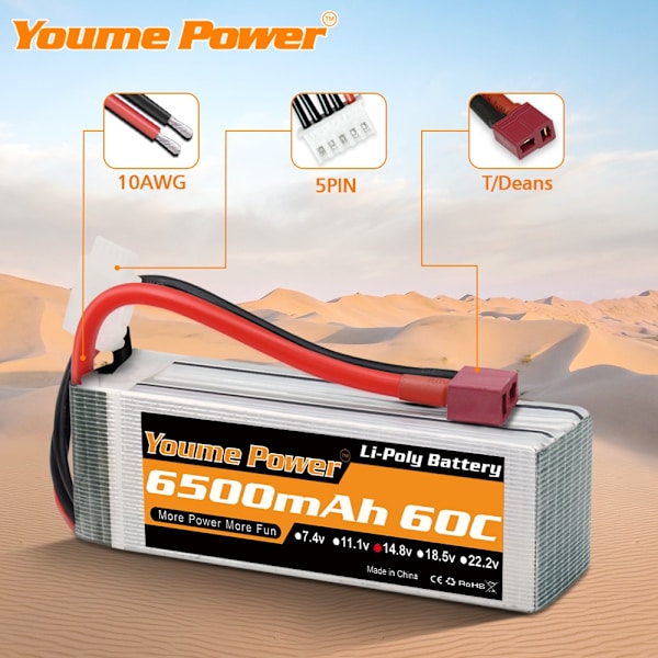 RC Lipo-batteri, hög kapacitet, XT60-anslutning 3S 5200mAh XT60