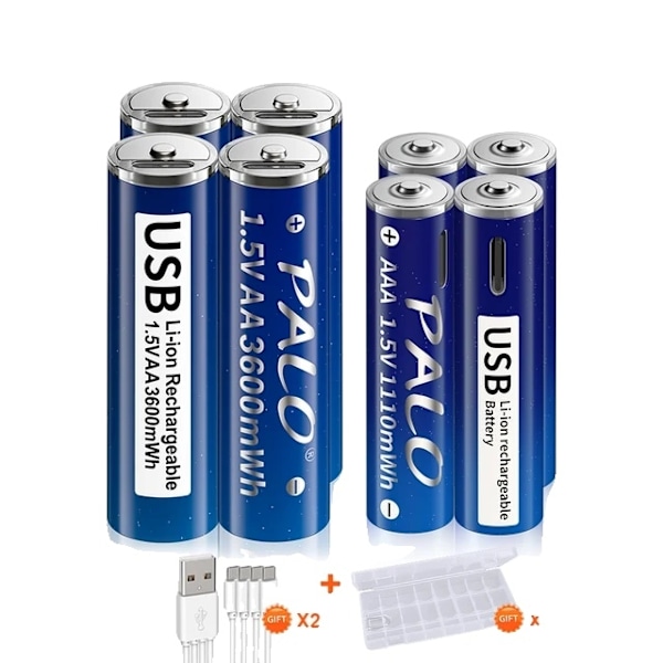 Uppladdningsbart litiumjonbatteri, 15V kapacitet, snabbladdning via USB, 4AA 4AAA 4AA 4AAA 4AA 4AAA