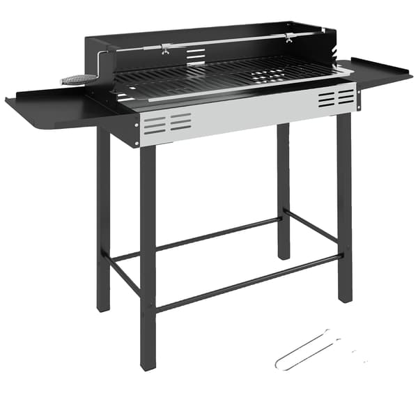 Bärbar Kolgrill, Svängbar Spettfunktion, Robust Design, svart