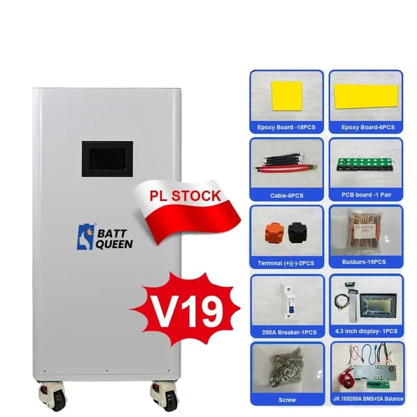 Batterilagringsboks, Vertikal Design, Smart BMS, Vertikal JK V19 BMS
