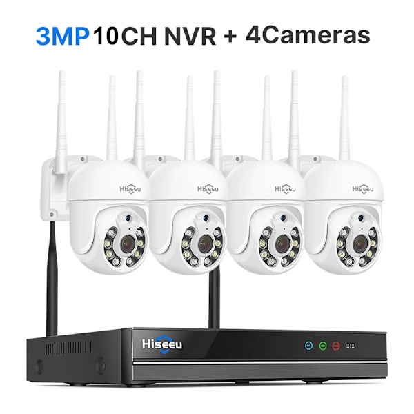 Trådlöst säkerhetskamerasystem, 10CH NVR, Människodetektering,Ingen, 3MP PTZ-system