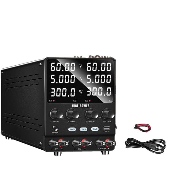 Strømforsyning, Dual Channel, Justerbar Spænding og Strøm, 60V 5A DUAL CHANNEL