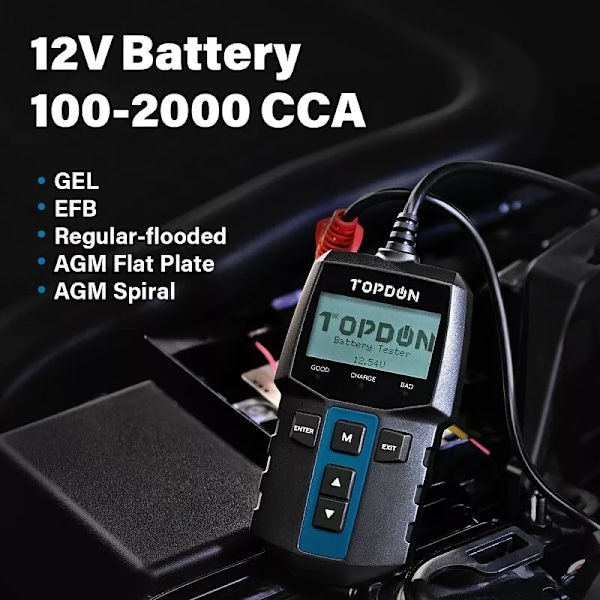 12V Bilbatteri Tester, LCD Skærm, Understøttelse af Flere Sprog,BT100 BT100 BT100