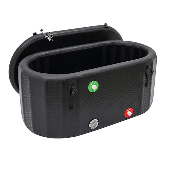 Oppustelig isbadekar, stor kapacitet 275L, holdbart PVC-materiale, sort