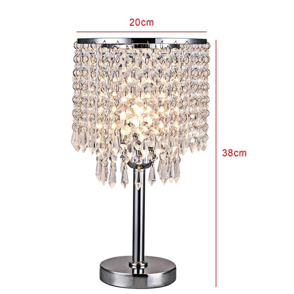 Bordlampe, Krystalglas, Elegant Design, Elfenben, HVID, Sølv