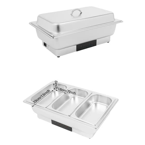Buffet Server, Intelligent Temperaturkontrol, Højkvalitets Rustfrit Stål, Tre rum
