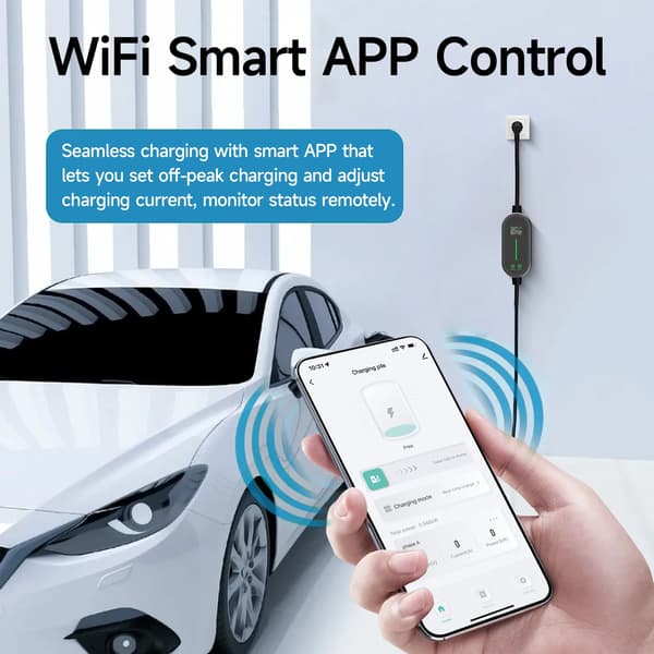 EV-laddare, bärbar design, smart appkontroll, justerbar laddningsström, Typ2 5M med app, Typ2 5M med app, TYP2
