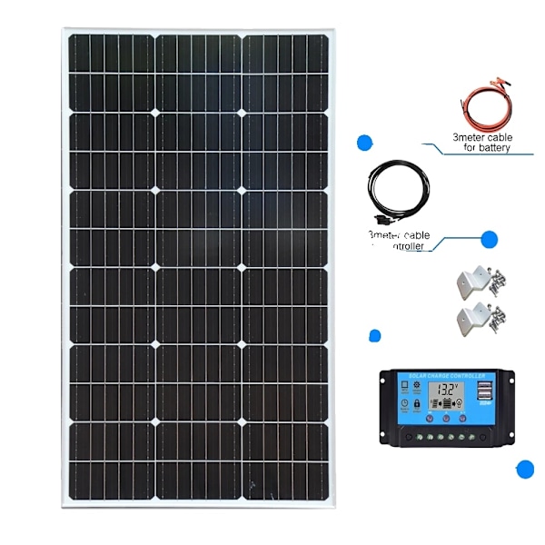 Monokrystallinske solpaneler, Høj Effektivitet 24%, Holdbar Udendørs Brug,Stift 100W Sæt Rigid 100W Set Rigid 100W Set